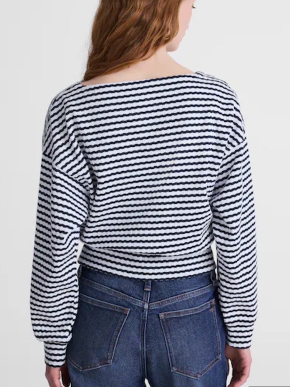 Madewell Textural-Stitch Boatneck Top Jacquard Rib Stripe Navy - Picture 3 of 4